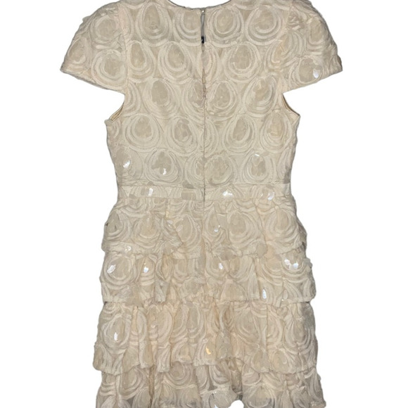 Lulu's Dress NWT Sz Small Worth The Wait Iridescent Cream Sequined Tier Ruffled - Picture 3 of 9